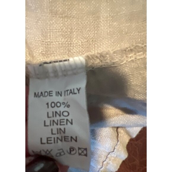 Saga Womens Beige 100% Linen Buttoned Babydoll Tunic Top  Italy 3/4 Sleeve - Picture 6 of 7